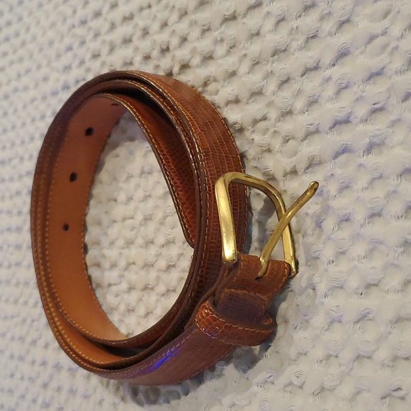 Brighton Accessories - Brighton Lizard and Cowhide Brown Belt Size 40